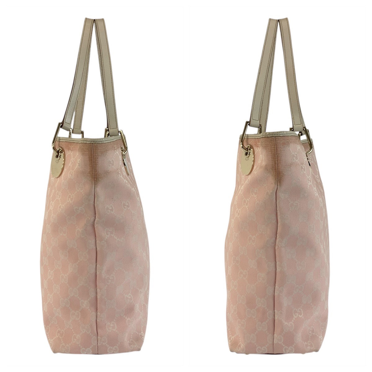 17934
GUCCI グッチ ピンク ホワイト ゴールド金具 GGキャンバス / レザー 120836 トートバッグ ショルダーバッグ  レディース AB24