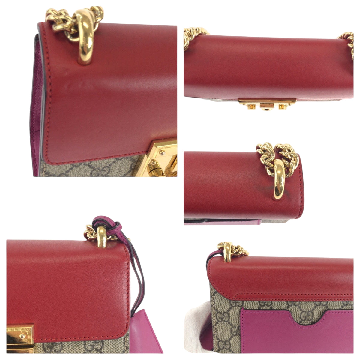 17936
GUCCI グッチ レディロック レッド ピンク ブラウン ゴールド金具 GGスプリームキャンバス 409487 チェーンショルダーバッグ ポシェット レディース ABP110