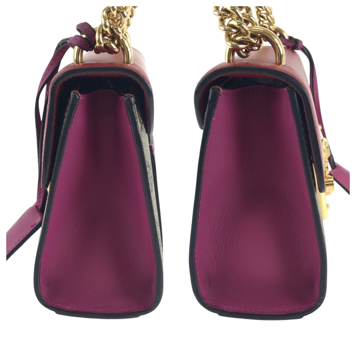 17936
GUCCI グッチ レディロック レッド ピンク ブラウン ゴールド金具 GGスプリームキャンバス 409487 チェーンショルダーバッグ ポシェット レディース ABP110