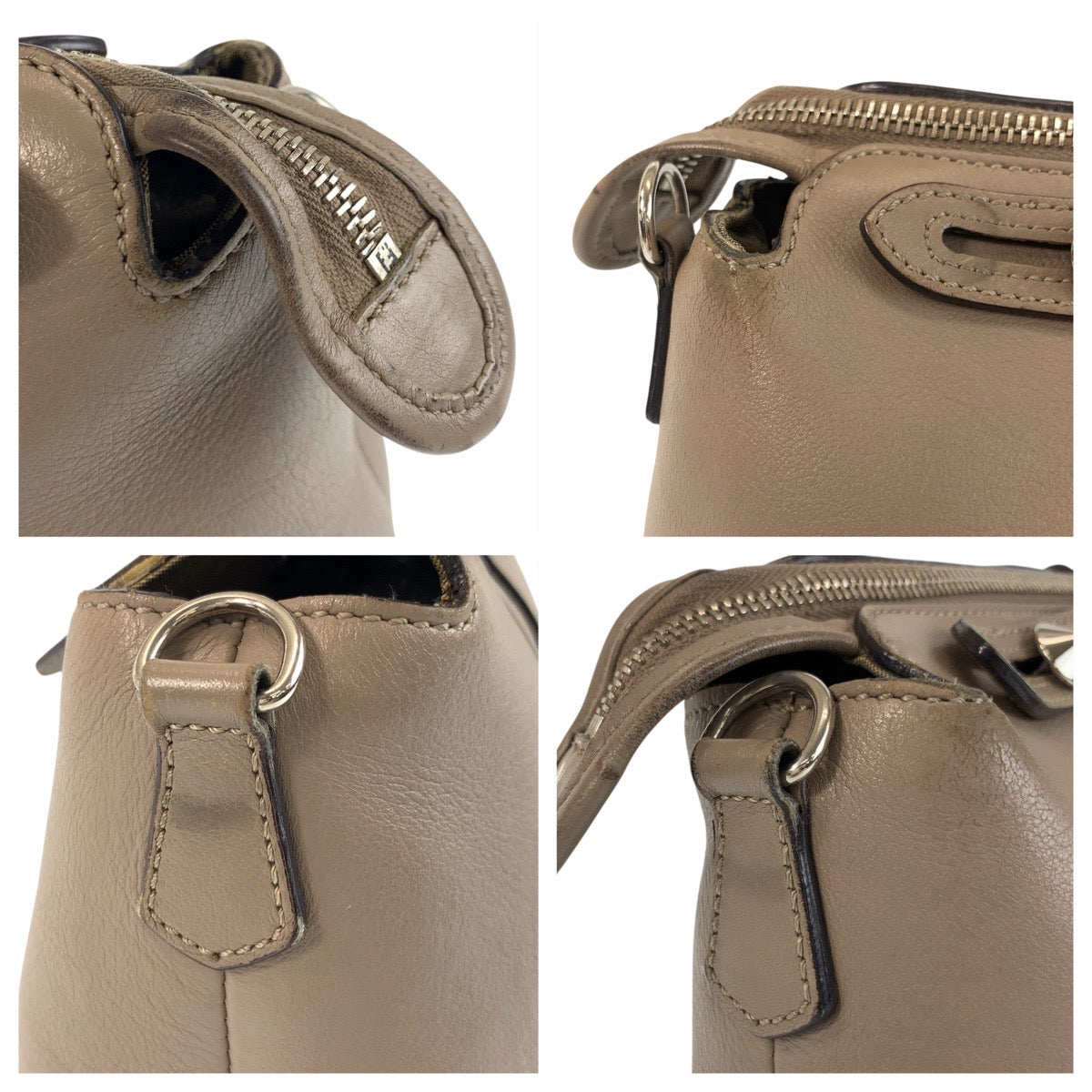 17938
FENDI フェンディ バイザウェイ ミディアム グレージュ シルバー金具 レザー ショルダーバッグ ハンドバッグ 2way  レディース AB62