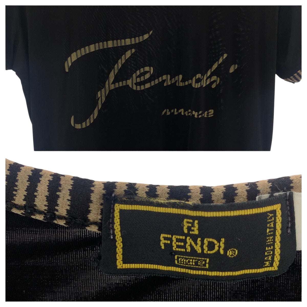 17942
FENDI フェンディ プリントロゴ サイズ42 ブラック 黒 レーヨン / ポリウレタン 半袖Ｔシャツ クルーネック  レディース AB12