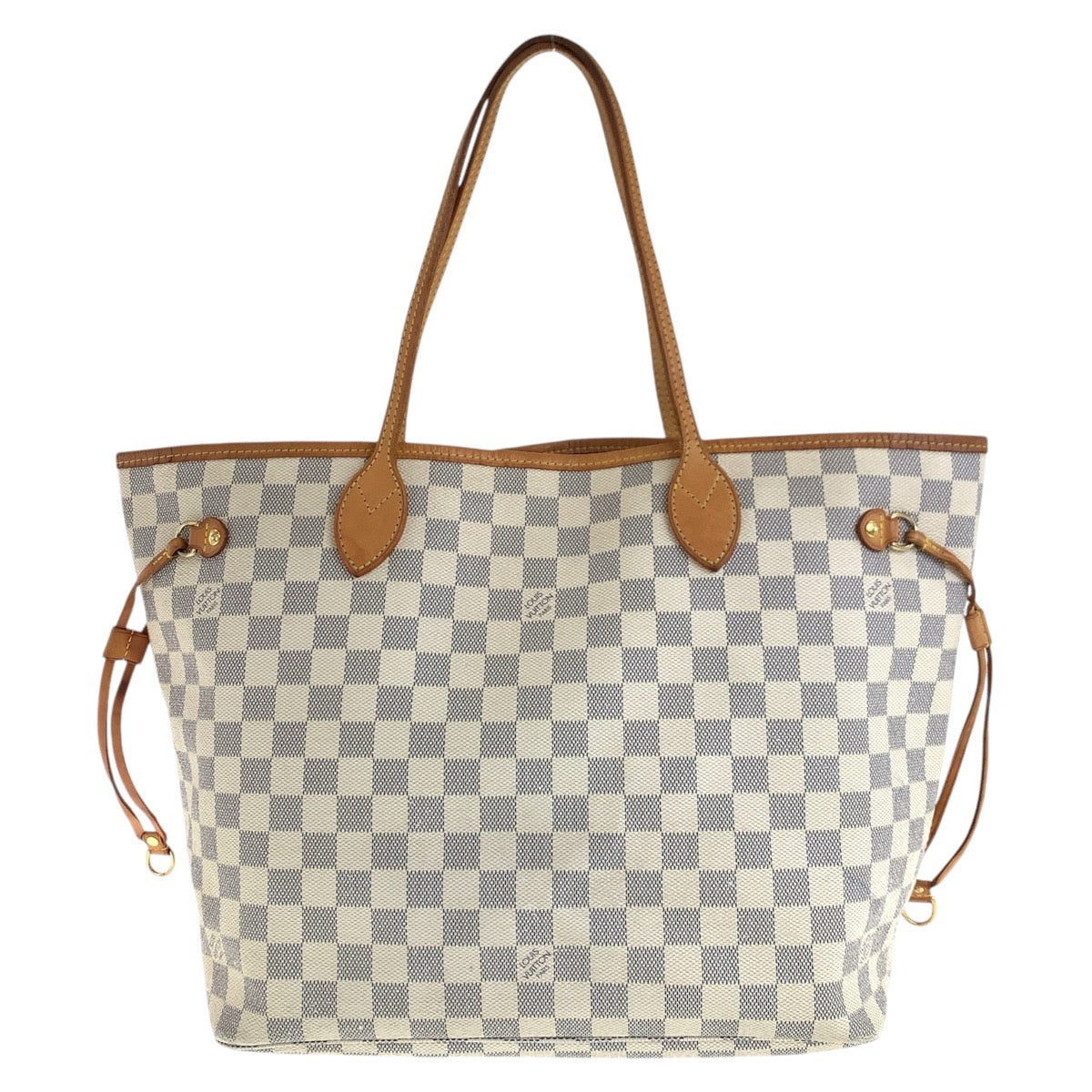 17945
LOUIS VUITTON ルイヴィトン ダミエ アズール ネヴァーフル MM ホワイト グレー ゴールド金具 PVC / レザー N51107 トートバッグ ショルダーバッグ  レディース AB90
