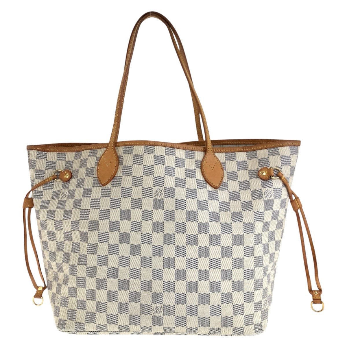 17945
LOUIS VUITTON ルイヴィトン ダミエ アズール ネヴァーフル MM ホワイト グレー ゴールド金具 PVC / レザー N51107 トートバッグ ショルダーバッグ  レディース AB90