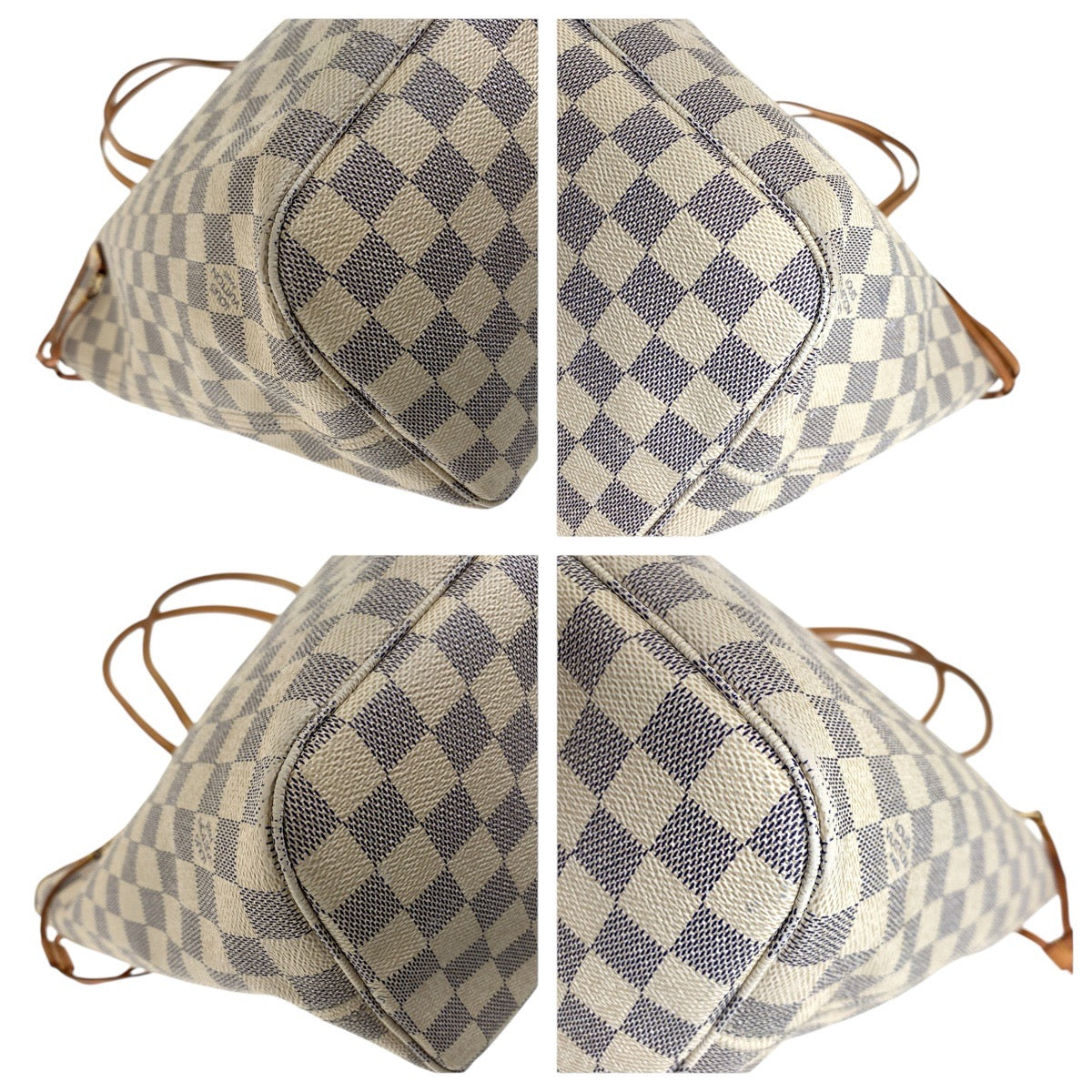 17945
LOUIS VUITTON ルイヴィトン ダミエ アズール ネヴァーフル MM ホワイト グレー ゴールド金具 PVC / レザー N51107 トートバッグ ショルダーバッグ  レディース AB90