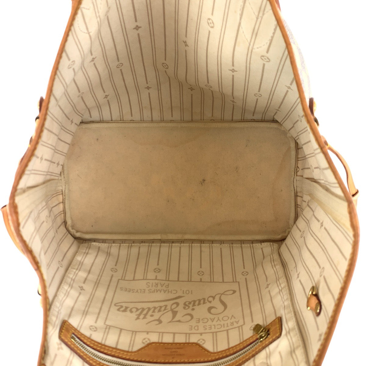 17945
LOUIS VUITTON ルイヴィトン ダミエ アズール ネヴァーフル MM ホワイト グレー ゴールド金具 PVC / レザー N51107 トートバッグ ショルダーバッグ  レディース AB90