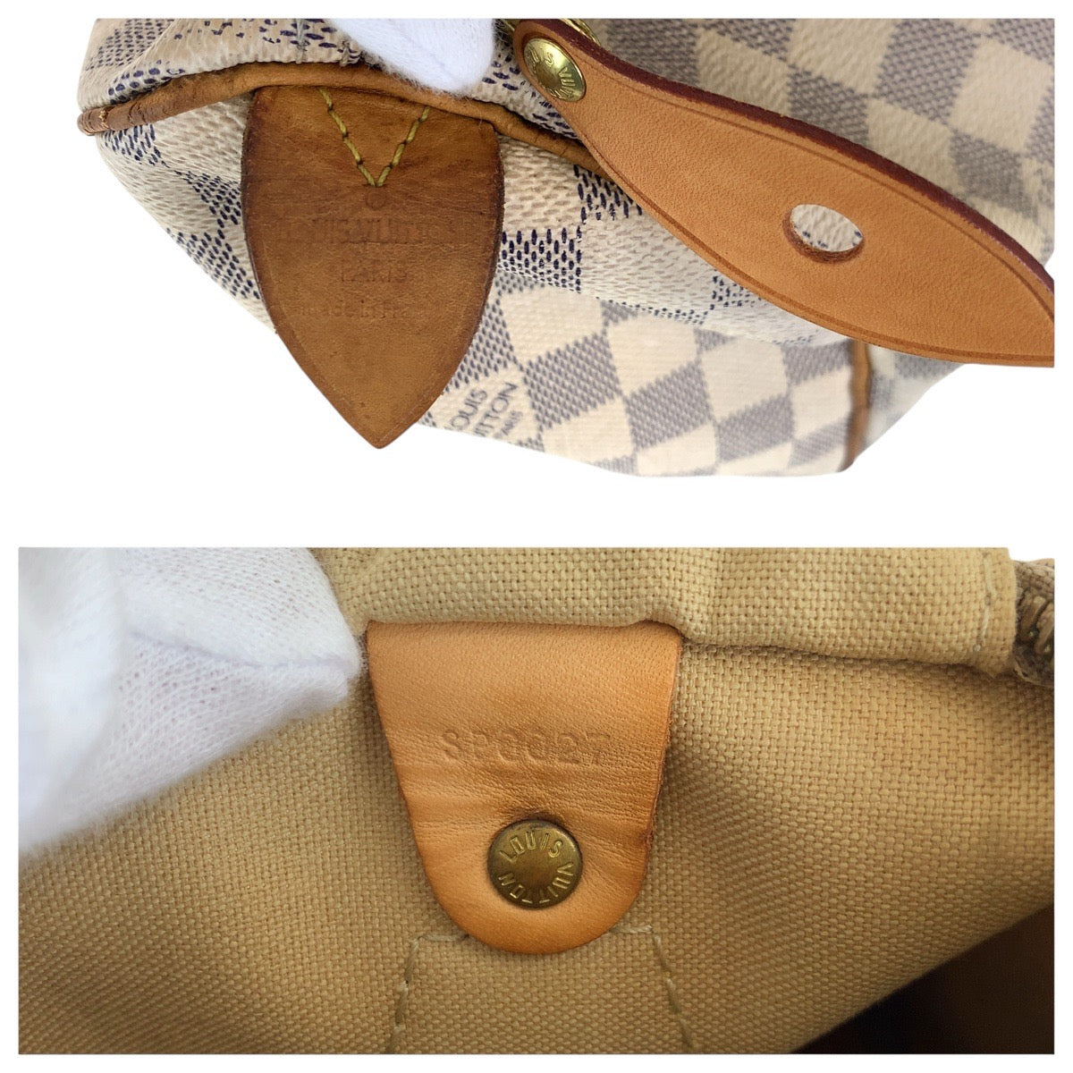 17946
LOUIS VUITTON ルイヴィトン ダミエ アズール スピーディ 25 ホワイト グレー ゴールド金具 PVC / レザー N41371 ハンドバッグ ミニボストンバッグ  レディース