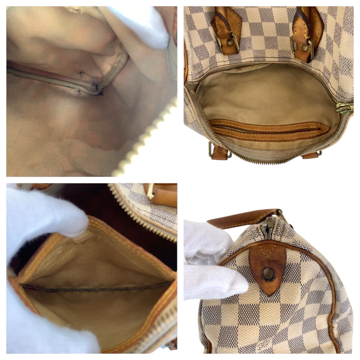 17946
LOUIS VUITTON ルイヴィトン ダミエ アズール スピーディ 25 ホワイト グレー ゴールド金具 PVC / レザー N41371 ハンドバッグ ミニボストンバッグ  レディース