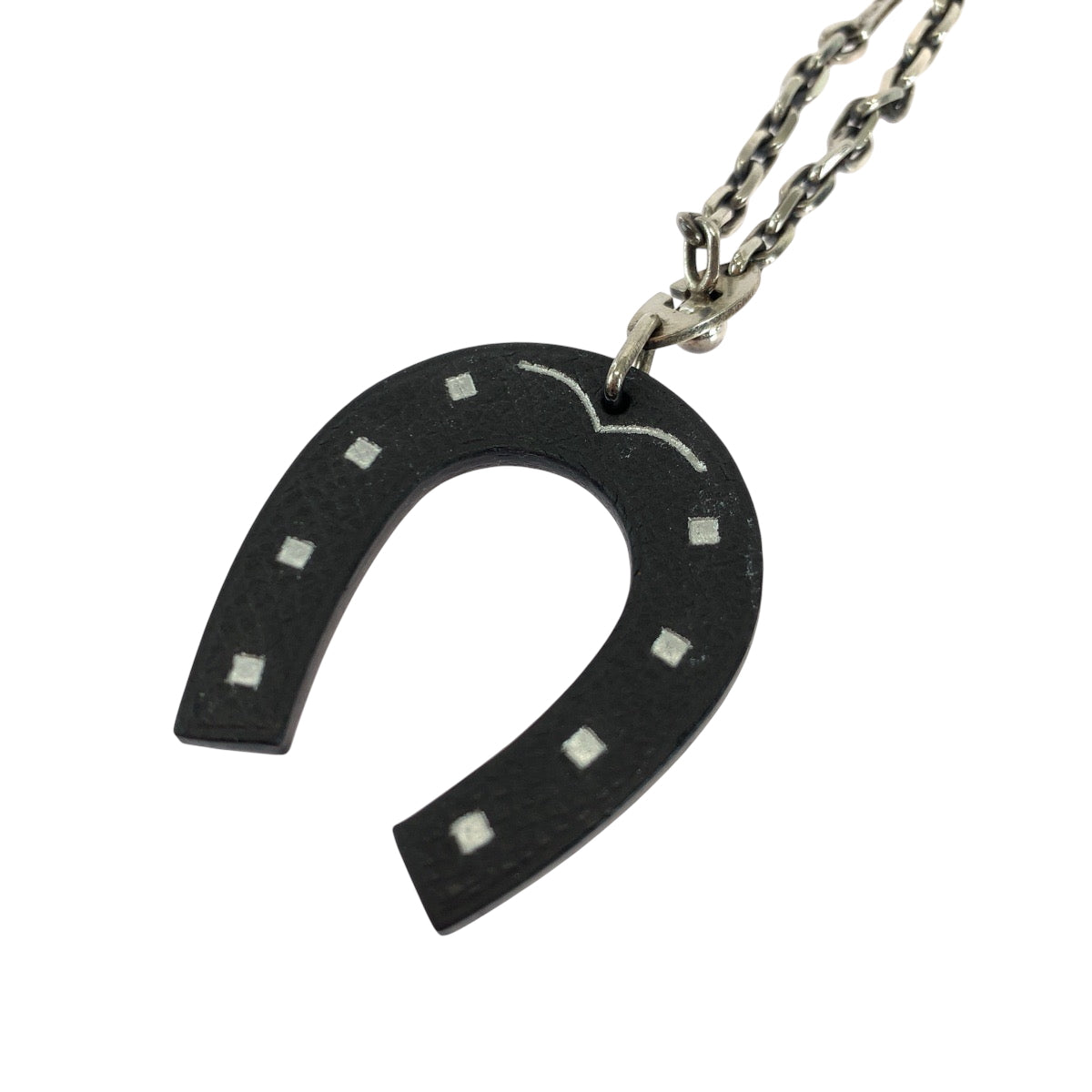 18041
HERMES エルメス 馬蹄 ホースシュー 男女兼用 オレンジ チャコール シルバー金具 レザー / シルバー925 バッグチャーム キーホルダー 925刻印 メンズ ABP40