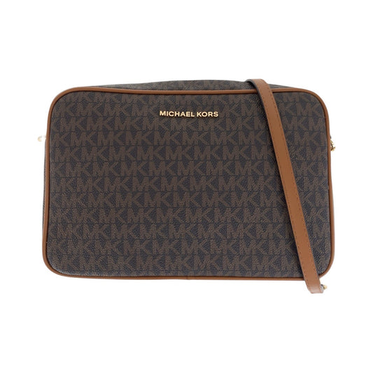 18042
Michael Kors マイケルコース ブラウン ゴールド金具 PVC / レザー ショルダーバッグ ポシェット レディース SA19