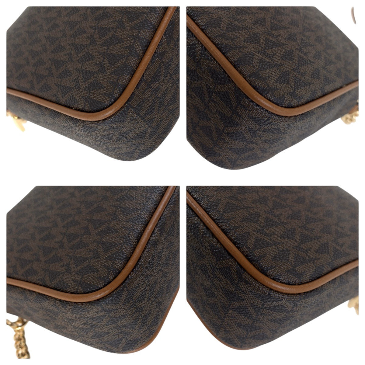 18042
Michael Kors マイケルコース ブラウン ゴールド金具 PVC / レザー ショルダーバッグ ポシェット レディース SA19