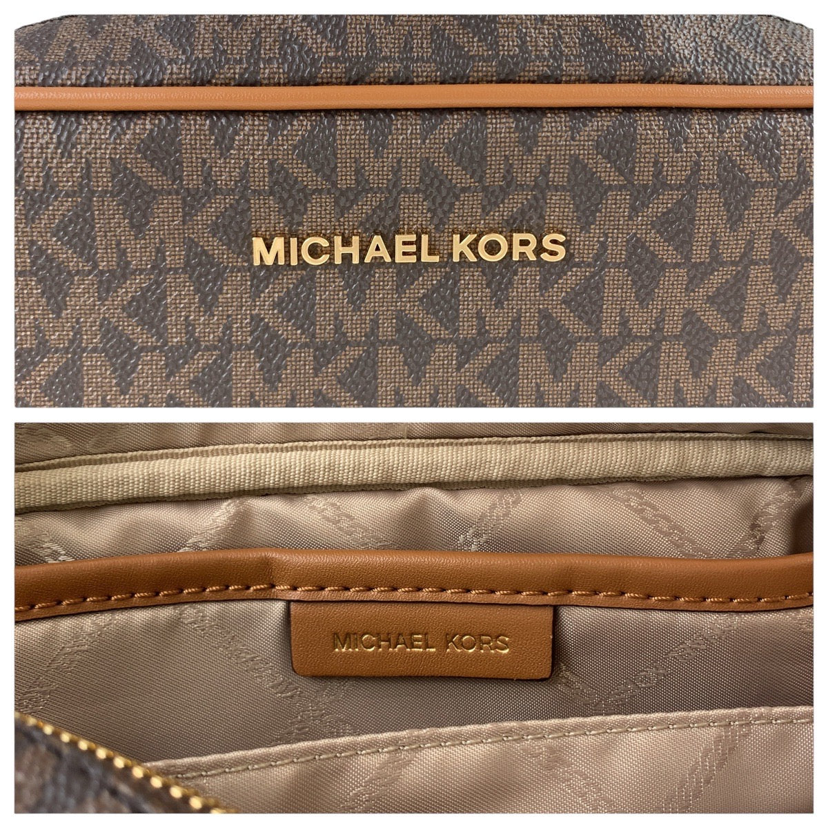 18042
Michael Kors マイケルコース ブラウン ゴールド金具 PVC / レザー ショルダーバッグ ポシェット レディース SA19