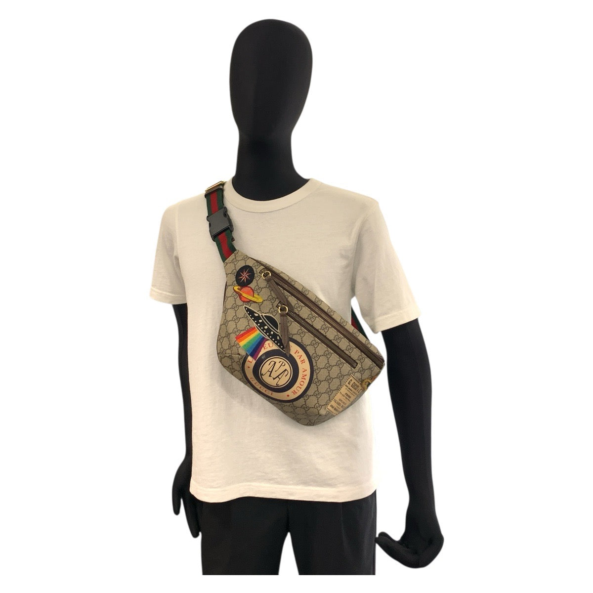 18046
GUCCI グッチ クーリエ シェリーライン ベージュ ブラウン ゴールド金具 GGスプリームキャンバス 529711 ボディバッグ ウエストバッグ  メンズ A78