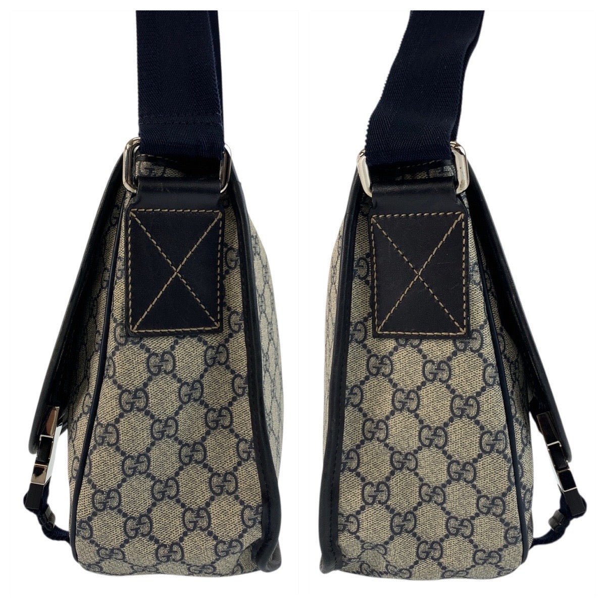 18047
GUCCI グッチ グレー ネイビー シルバー金具 GGスプリームキャンバス 201732 ショルダーバッグ メッセンジャーバッグ  メンズ ABP67