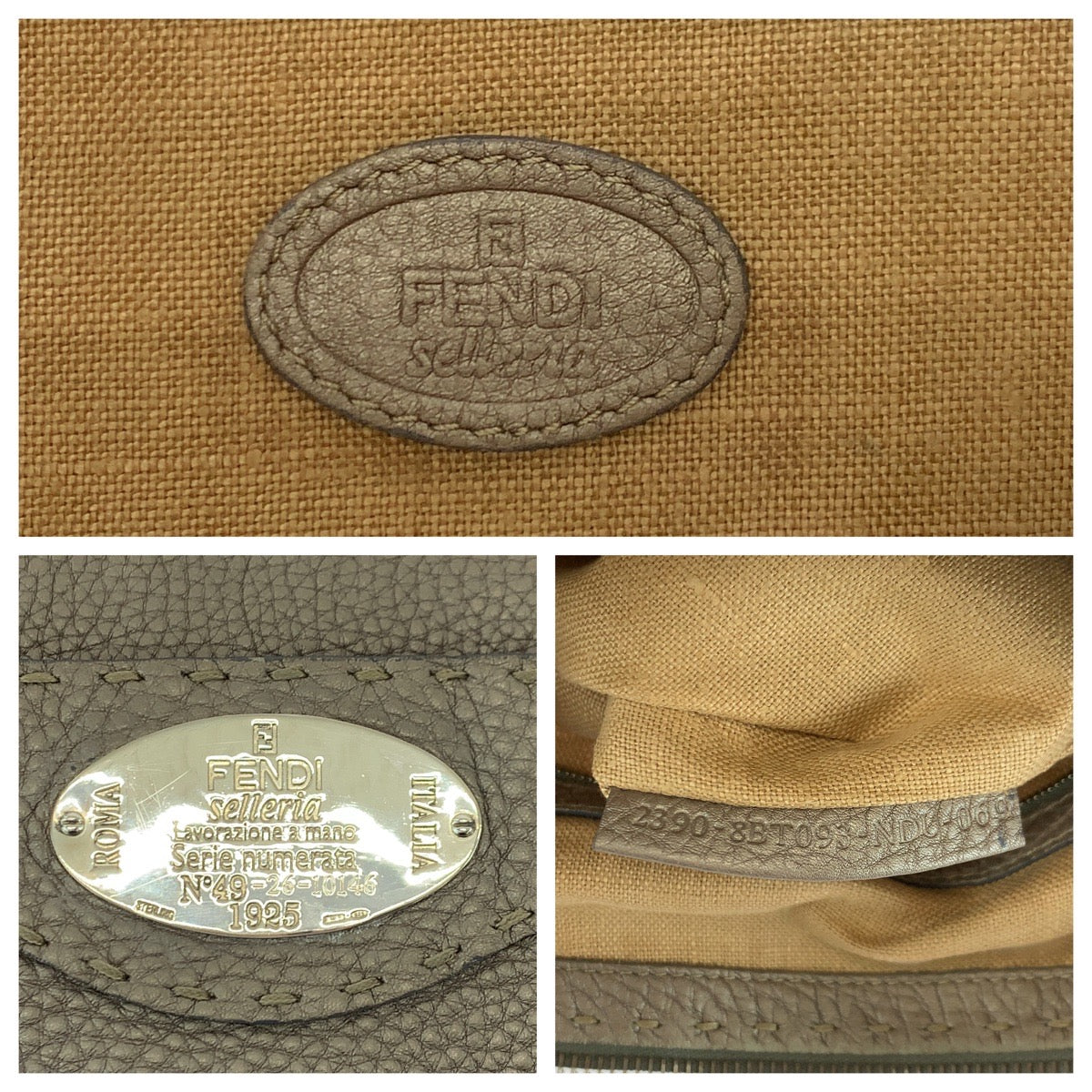 18048
FENDI フェンディ セレリア ベージュ シルバー金具 レザー 2390-8BT093 ショルダーバッグ 斜め掛け  レディース AB38