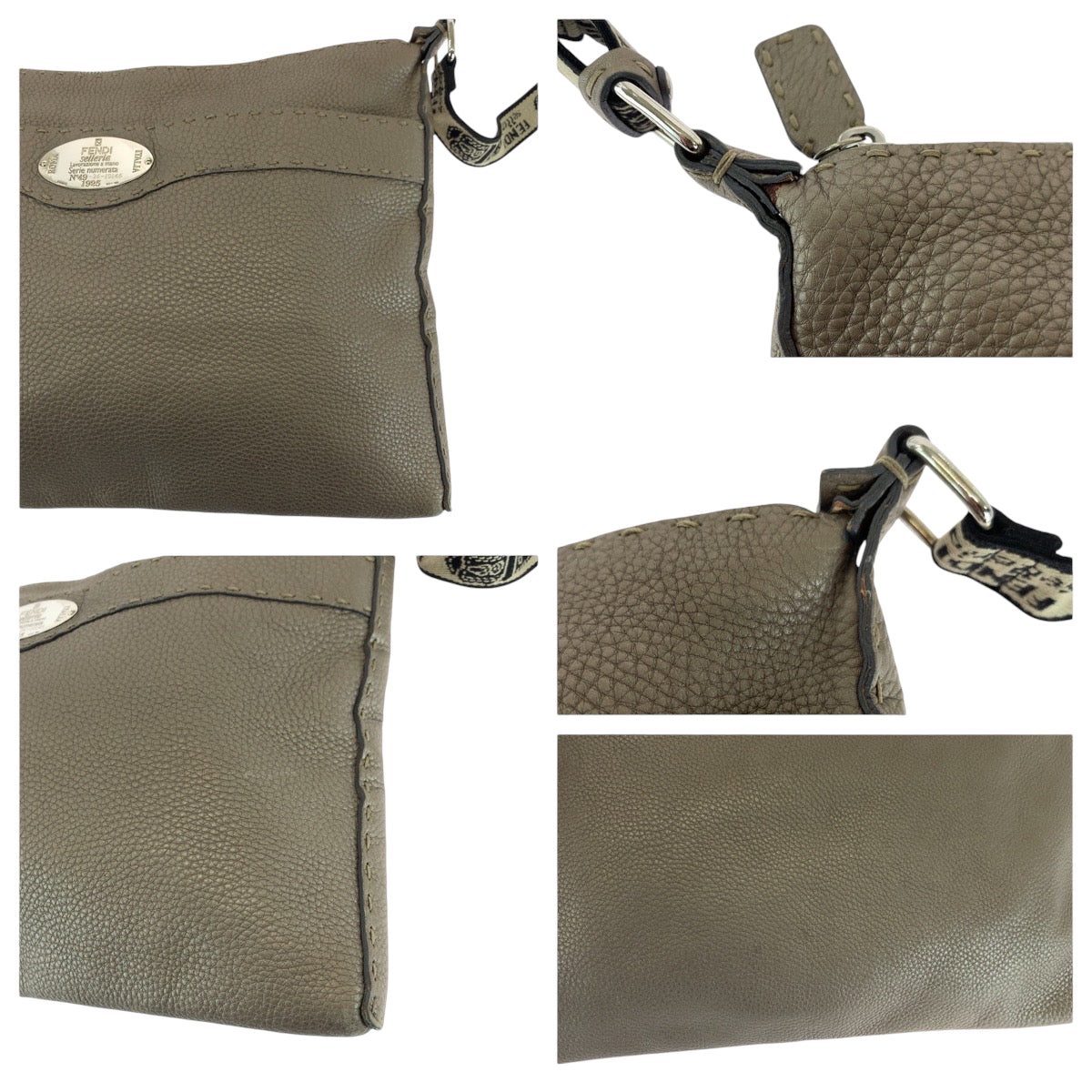 18048
FENDI フェンディ セレリア ベージュ シルバー金具 レザー 2390-8BT093 ショルダーバッグ 斜め掛け  レディース AB38