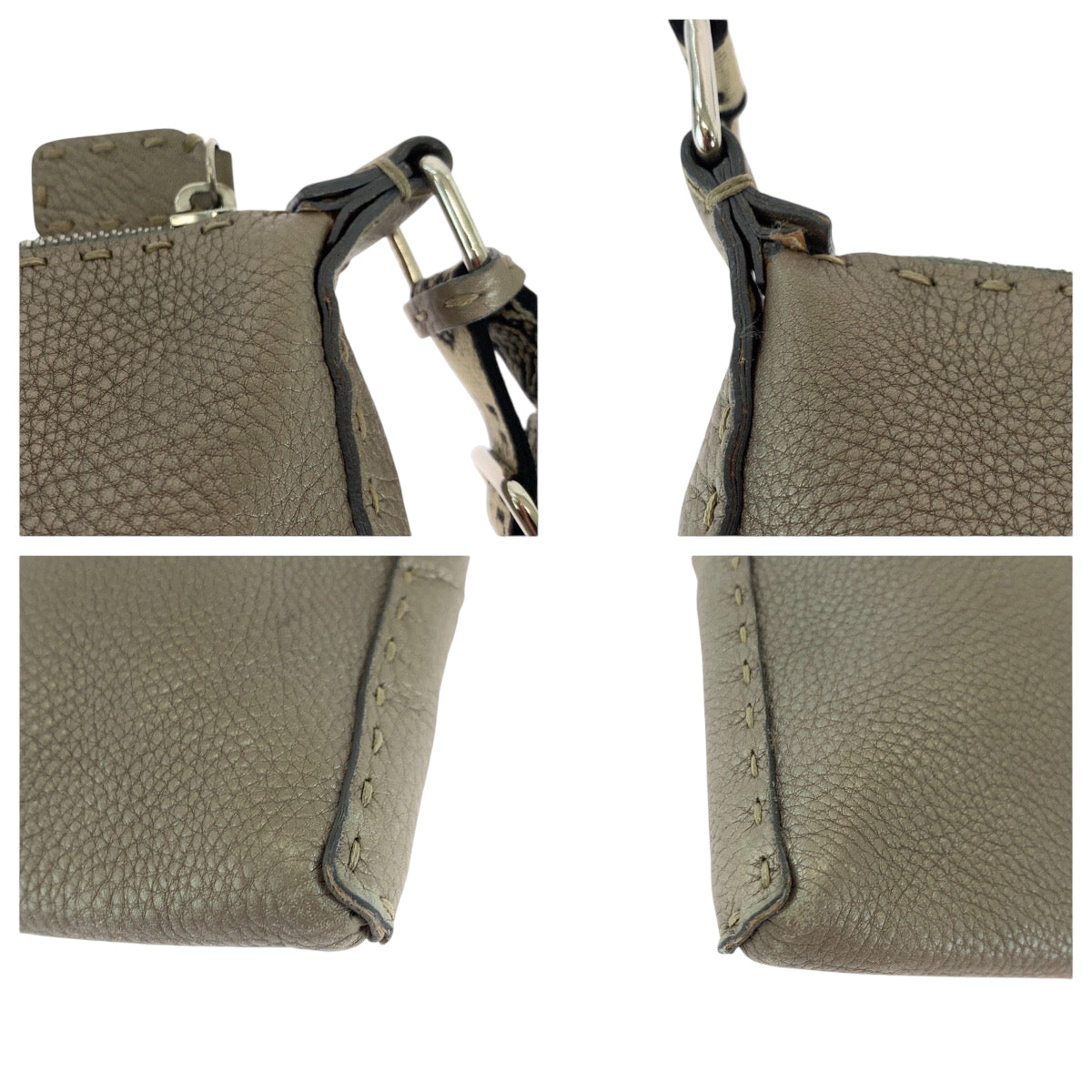 18048
FENDI フェンディ セレリア ベージュ シルバー金具 レザー 2390-8BT093 ショルダーバッグ 斜め掛け  レディース AB38