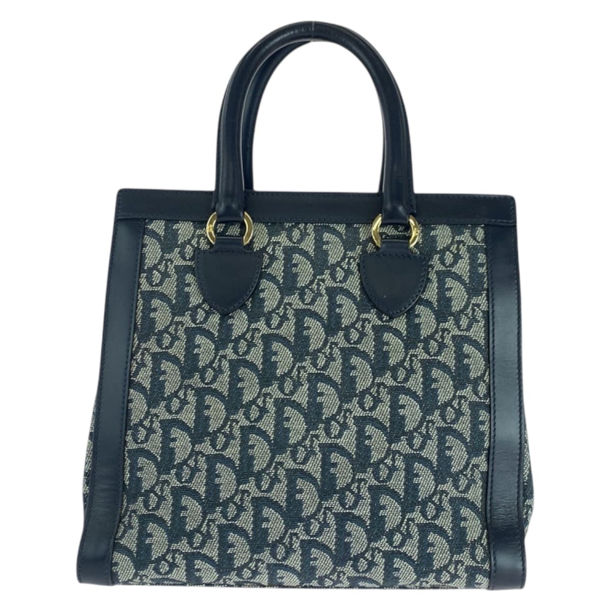 18050
Dior ディオール ヴィンテージ トロッター ネイビー ゴールド金具 キャンバス / レザー トートバッグ ハンドバッグ  レディース A85