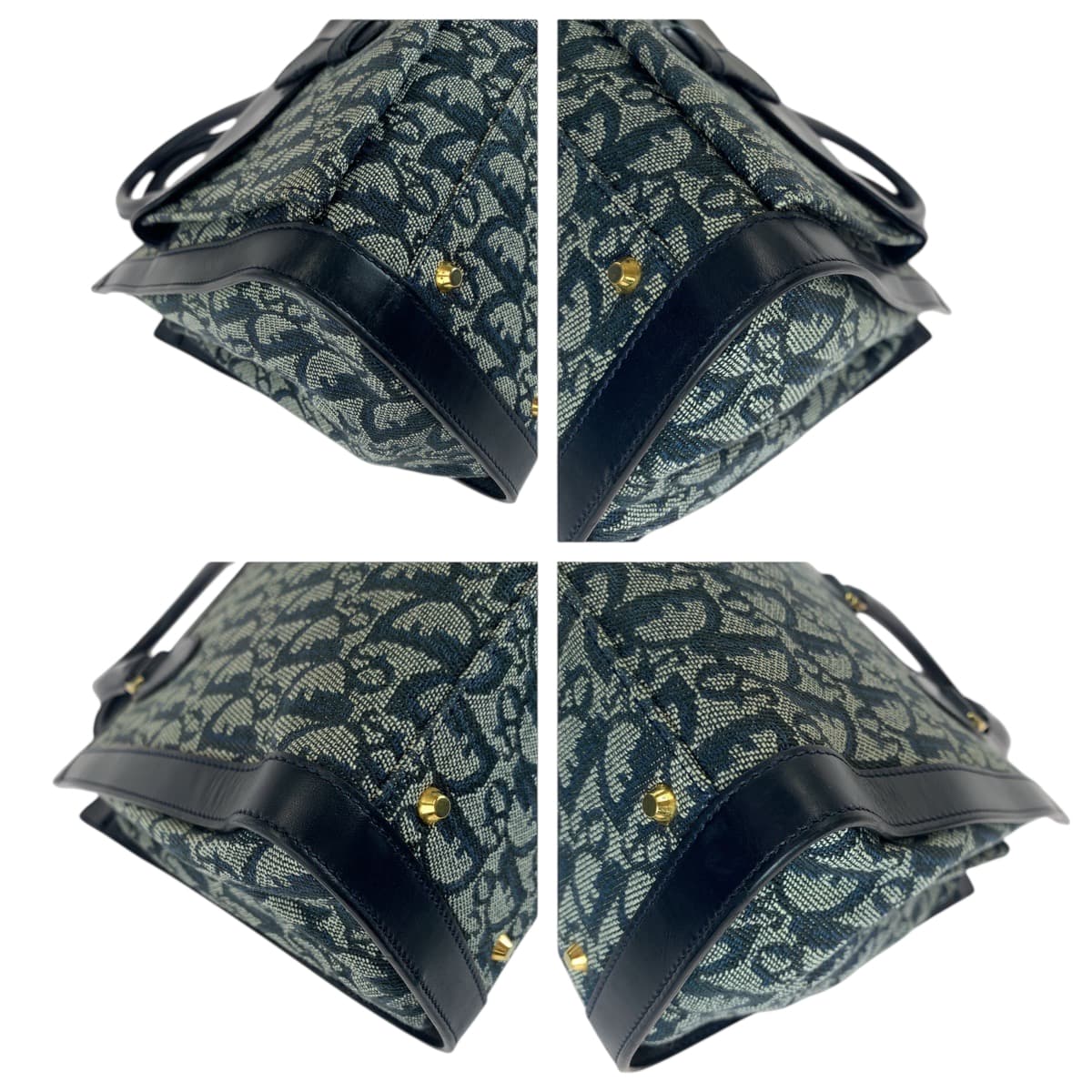 18050
Dior ディオール ヴィンテージ トロッター ネイビー ゴールド金具 キャンバス / レザー トートバッグ ハンドバッグ  レディース A85