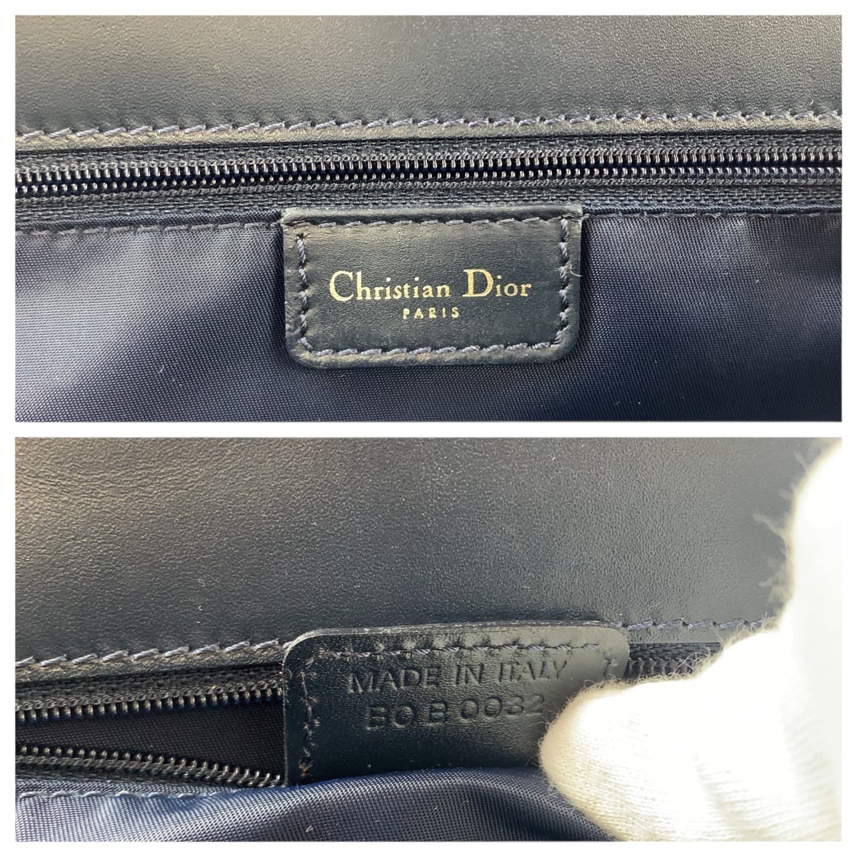 18050
Dior ディオール ヴィンテージ トロッター ネイビー ゴールド金具 キャンバス / レザー トートバッグ ハンドバッグ  レディース A85