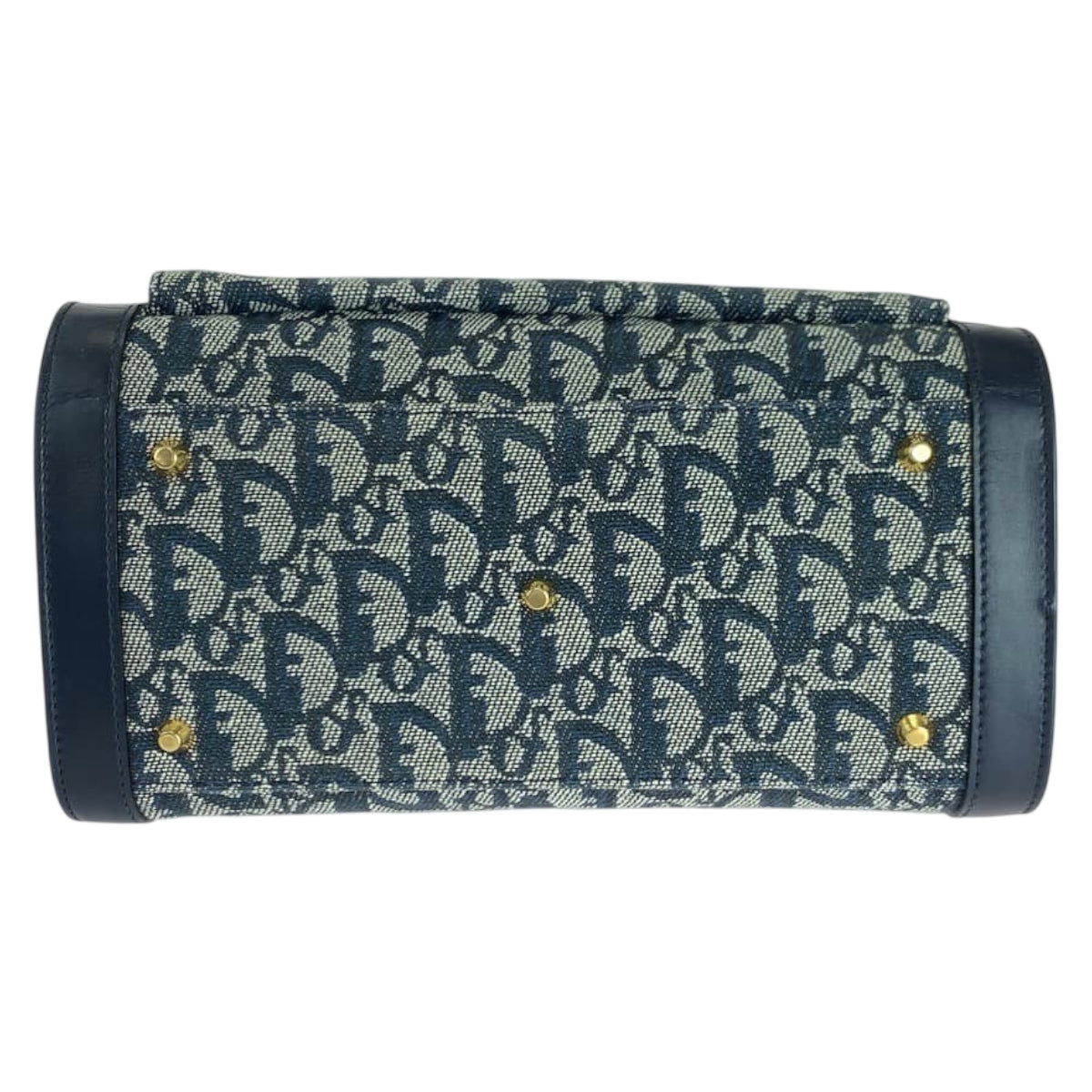 18050
Dior ディオール ヴィンテージ トロッター ネイビー ゴールド金具 キャンバス / レザー トートバッグ ハンドバッグ  レディース A85