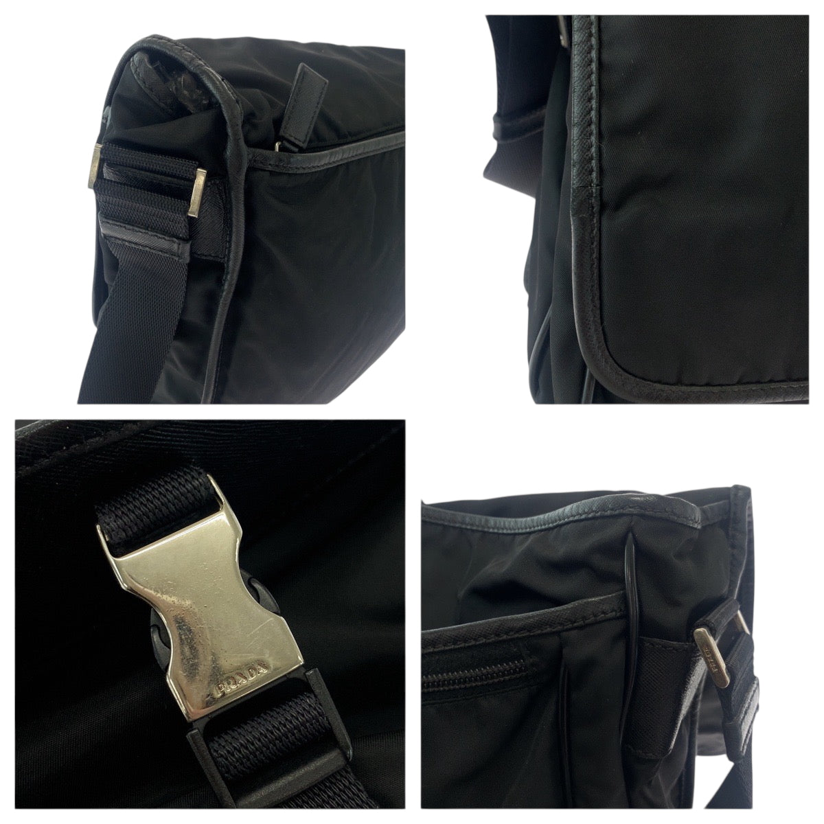 18051
PRADA プラダ テスート 三角ロゴプレート 男女兼用 ブラック 黒 シルバー金具 ナイロン V166 ショルダーバッグ メッセンジャーバッグ  レディース ABP43