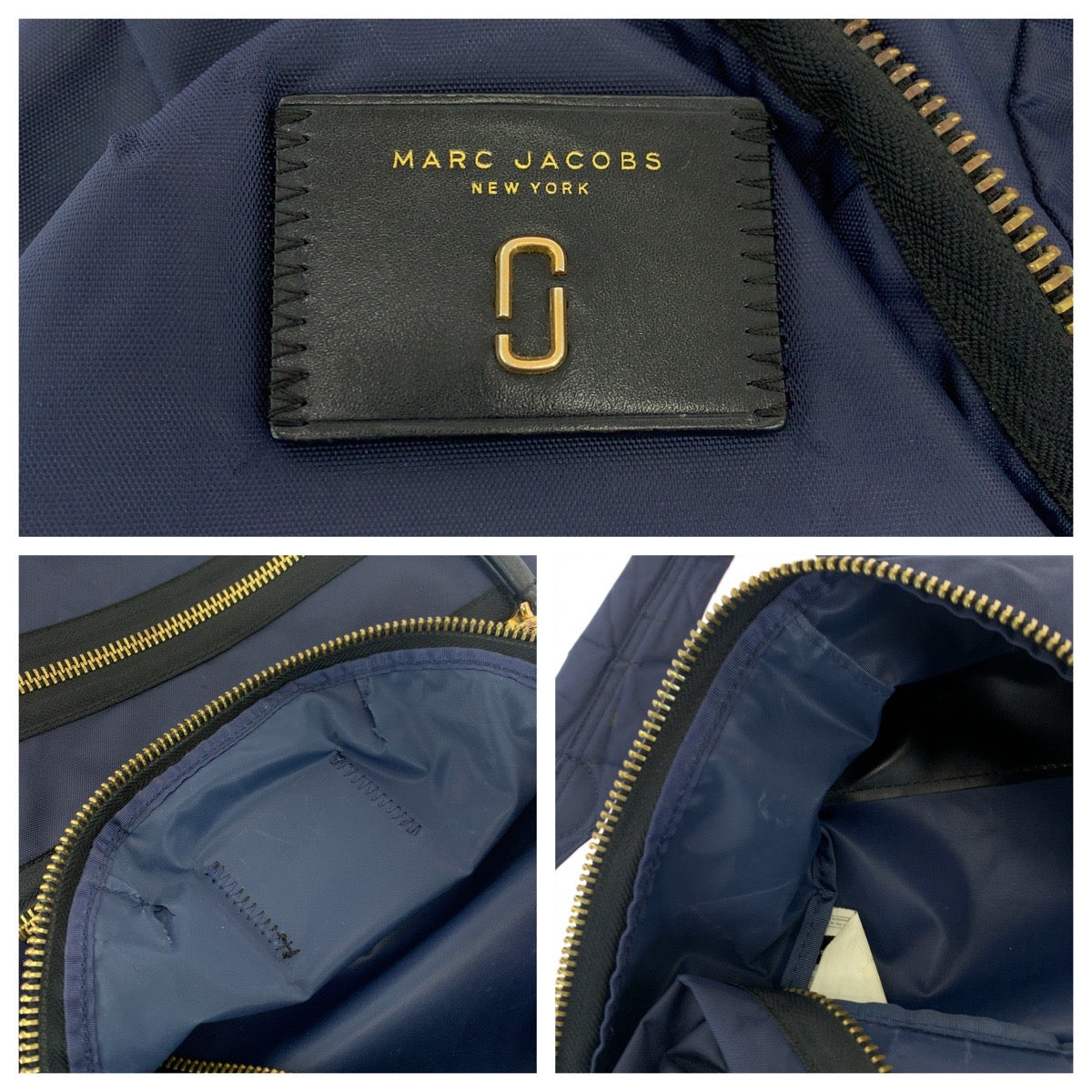 18052
MARC JACOBS マークジェイコブス ミッドナイトブルー ブルー ゴールド金具 ナイロン リュックサック バックパック  レディース AB16