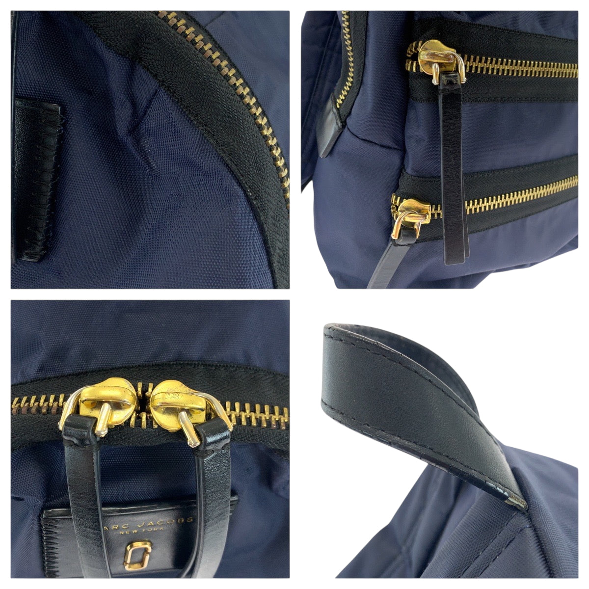 18052
MARC JACOBS マークジェイコブス ミッドナイトブルー ブルー ゴールド金具 ナイロン リュックサック バックパック  レディース AB16