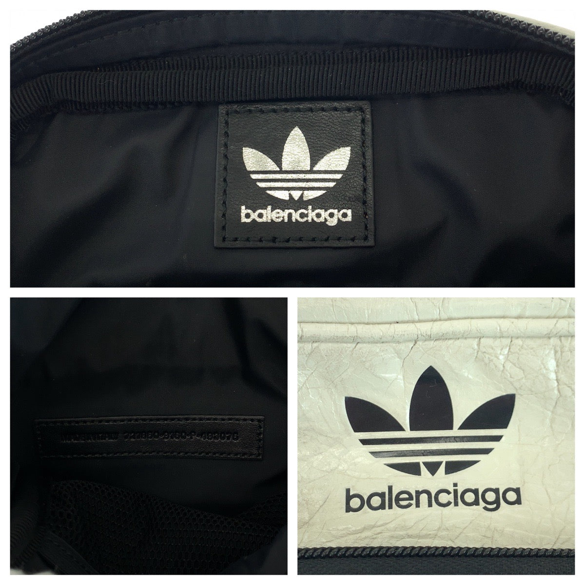 18055
BALENCIAGA バレンシアガ アディダスコラボ スリーストライプ 男女兼用 ホワイト ブラック ホワイト金具 レザー 721850 ショルダーバッグ ポシェット メンズ A75