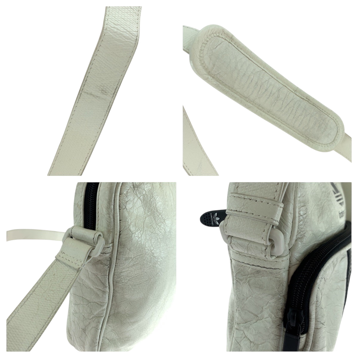 18055
BALENCIAGA バレンシアガ アディダスコラボ スリーストライプ 男女兼用 ホワイト ブラック ホワイト金具 レザー 721850 ショルダーバッグ ポシェット  メンズ A75