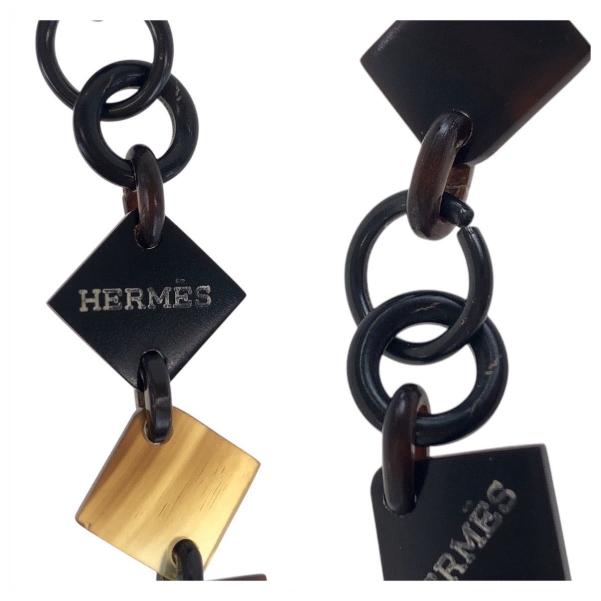 18056
HERMES エルメス ディーヴァ ブラウン キャメル バッファローホーン ネックレス  レディース AB40