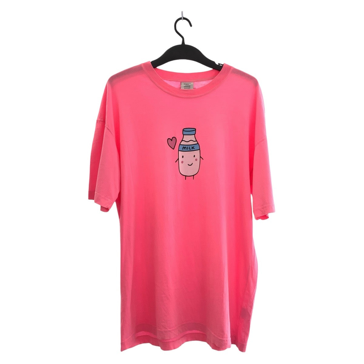 18059
VETEMENTS ヴェトモン ミルク＆クッキー カップル サイズU ピンク コットン 半袖Tシャツ オーバーサイズ 男女兼用  メンズ ABP40