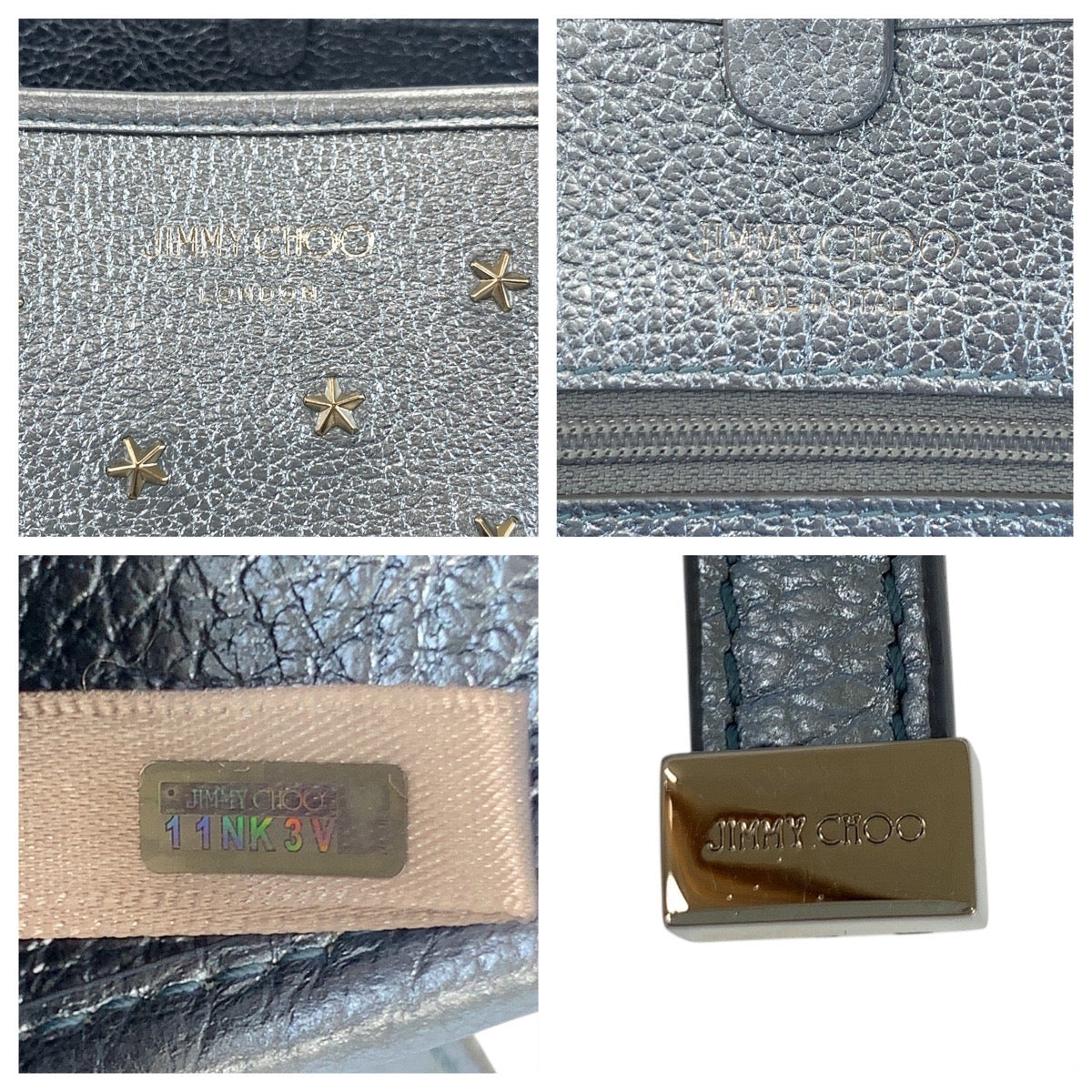 18063
JIMMY CHOO ジミーチュウ スタースタッズ サシャ ブルー シルバー金具 レザー トートバッグ ハンドバッグ  レディース ABP46