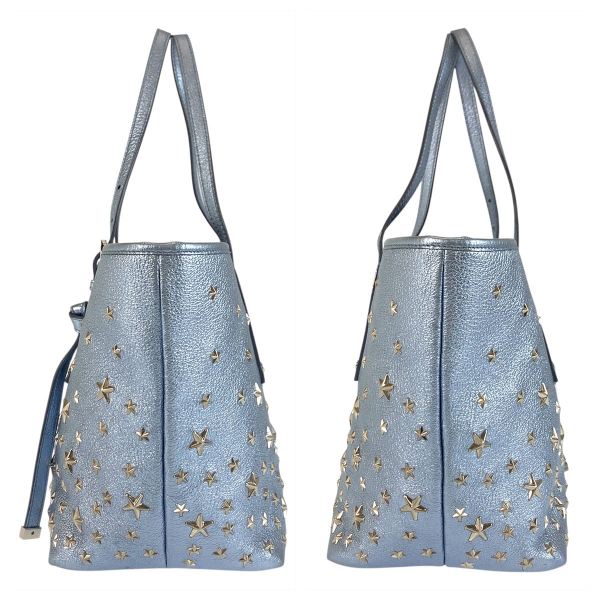 18063
JIMMY CHOO ジミーチュウ スタースタッズ サシャ ブルー シルバー金具 レザー トートバッグ ハンドバッグ  レディース ABP46