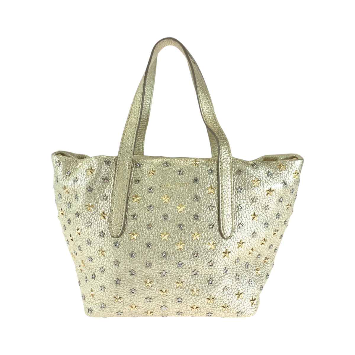 18064
JIMMY CHOO ジミーチュウ ミニサラ スタースタッズ ゴールド ゴールド金具 レザー ハンドバッグ トートバッグ  レディース A50