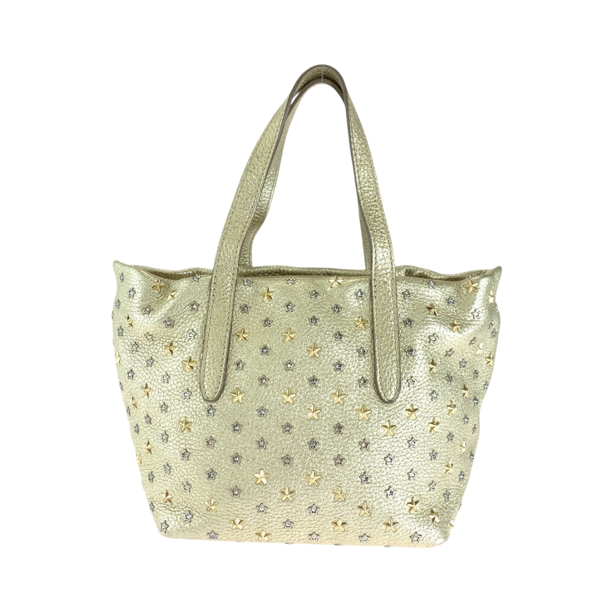18064
JIMMY CHOO ジミーチュウ ミニサラ スタースタッズ ゴールド ゴールド金具 レザー ハンドバッグ トートバッグ  レディース A50