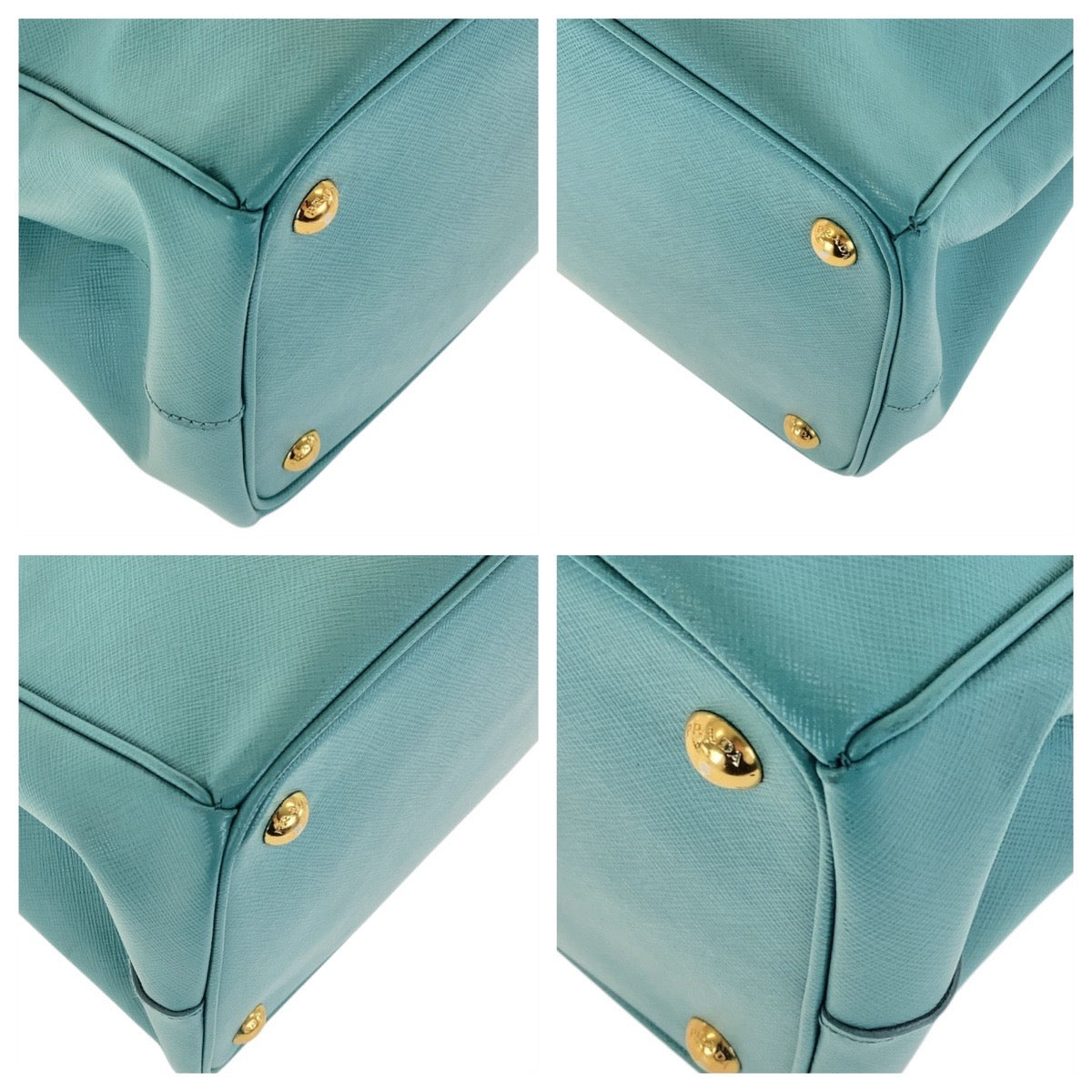 18069
PRADA プラダ サフィアーノ 三角ロゴプレート ガレリア グリーン ミントグリーン ゴールド金具 レザー トートバッグ ハンドバッグ レディース ABP70