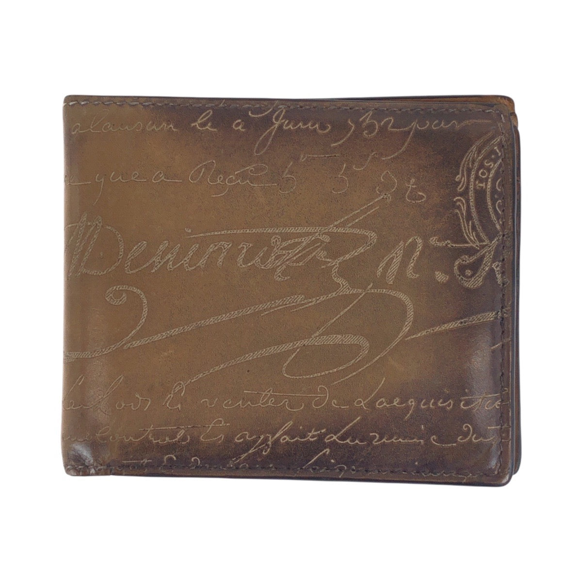 18075
Berluti ベルルッティ カリグラフィ スクリット ブラウン レザー 二つ折り財布 コンパクトウォレット  メンズ ABP33