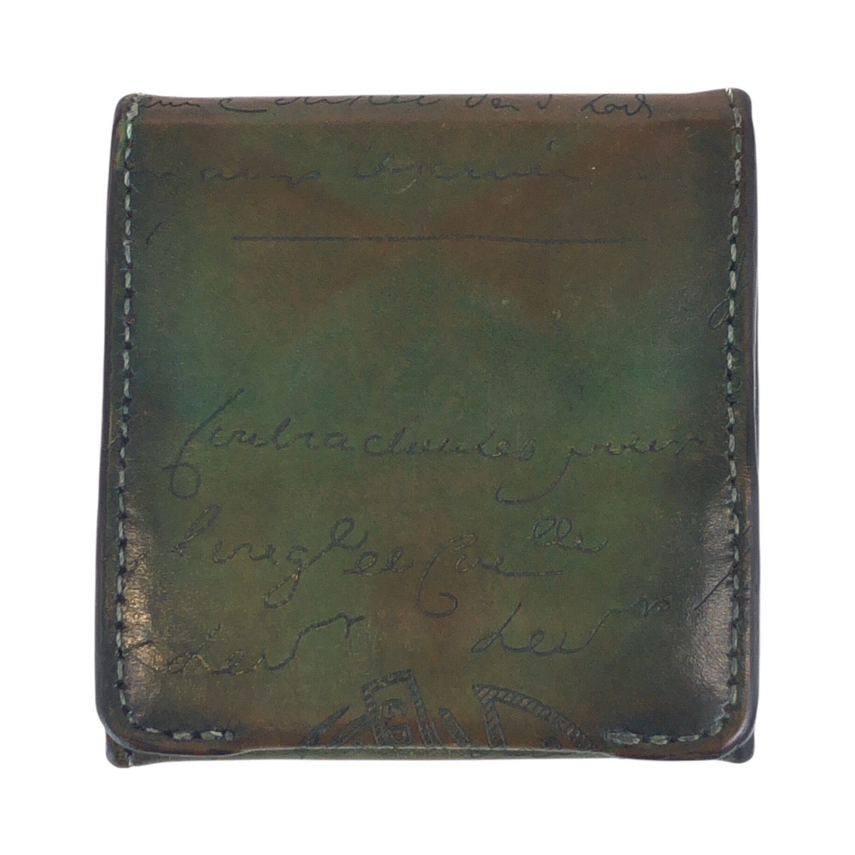 18076
Berluti ベルルッティ カリグラフィ スクリット グリーン シルバー金具 レザー コインケース 小銭入れ  メンズ AB24