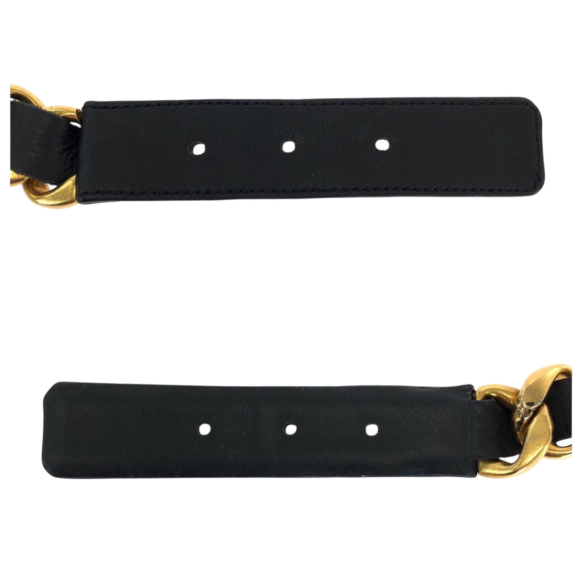 18077
CHANEL シャネル ヴィンテージ 75/30 ブラック 黒 ゴールド金具 レザー チェーンベルト 96 P刻印 レディース ABP98