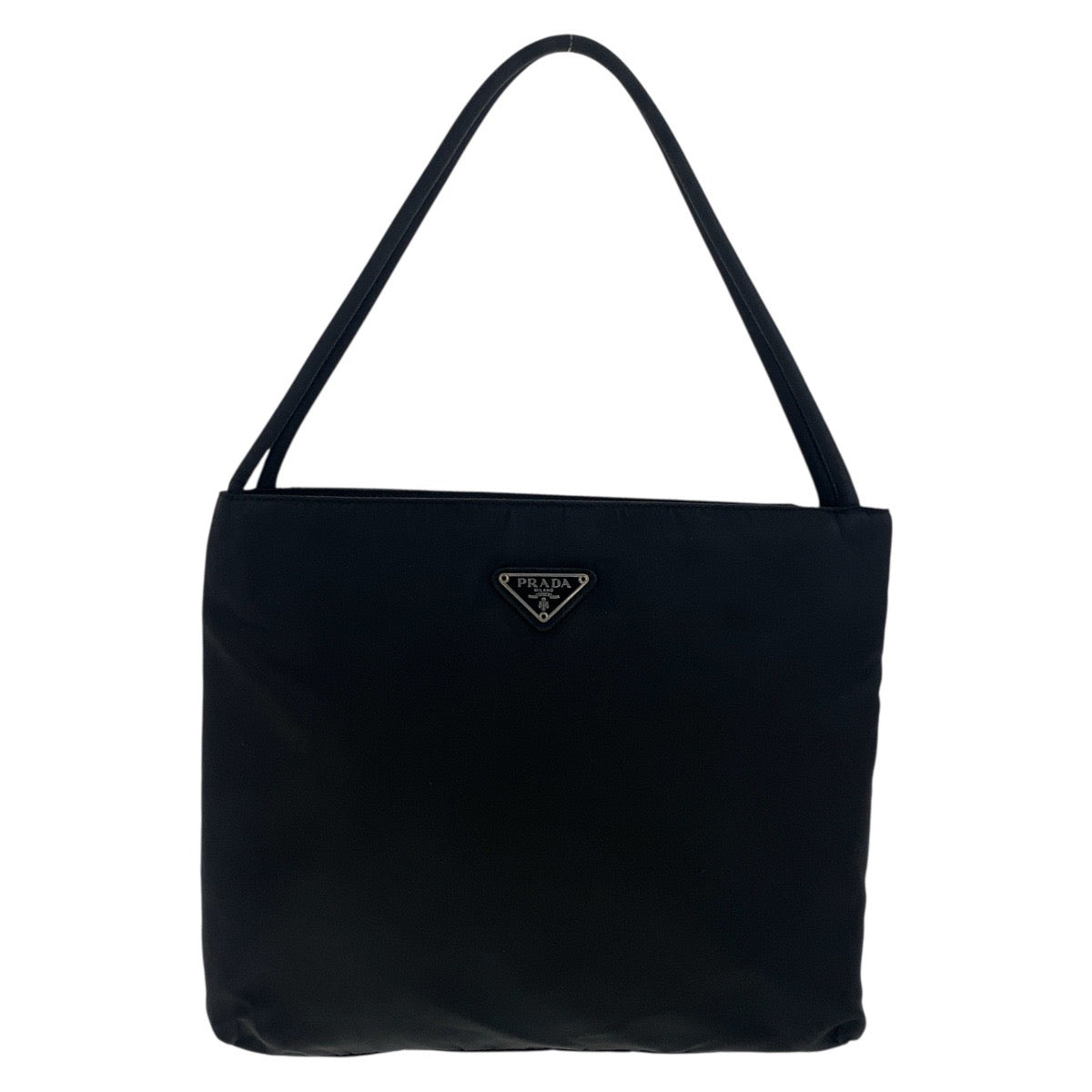 18081
PRADA Tessuto Triangle Logo Plate Black Silver Hardware Nylon Tote Bag Shoulder Bag Ladies ABP33