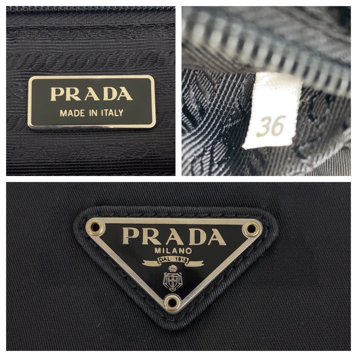 18081
PRADA Tessuto Triangle Logo Plate Black Silver Hardware Nylon Tote Bag Shoulder Bag Ladies ABP33