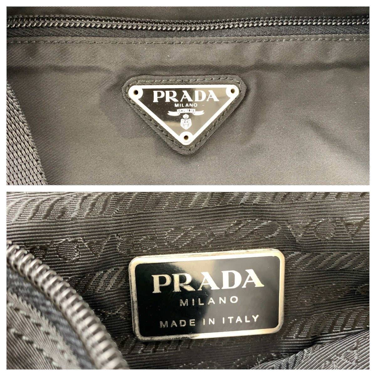 18082
PRADA プラダ テスート 三角ロゴプレート ブラック 黒 シルバー金具 ナイロン トートバッグ ショルダーバッグ  レディース ABP32