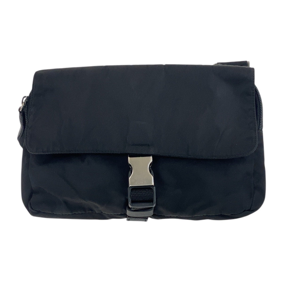 18083
PRADA プラダ テスート 三角ロゴプレート ブラック 黒 シルバー金具 ナイロン / レザー ショルダーバック ポシェット  レディース ABP