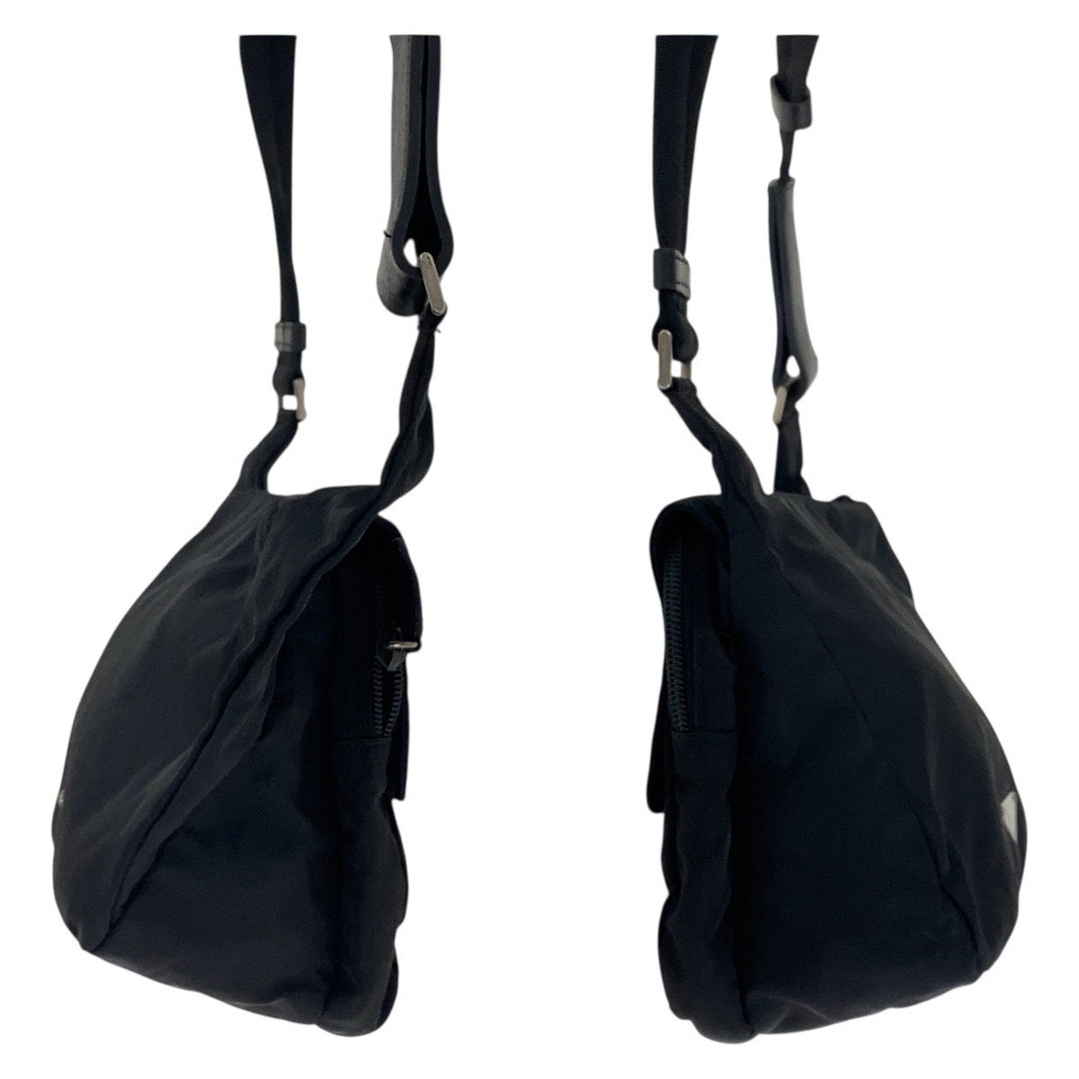 18083
PRADA プラダ テスート 三角ロゴプレート ブラック 黒 シルバー金具 ナイロン / レザー ショルダーバック ポシェット  レディース ABP