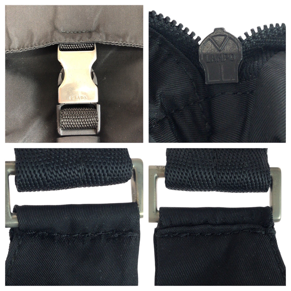 18083
PRADA プラダ テスート 三角ロゴプレート ブラック 黒 シルバー金具 ナイロン / レザー ショルダーバック ポシェット  レディース ABP