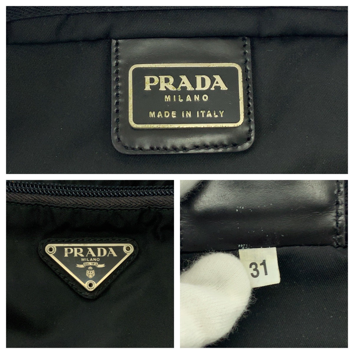 18085
PRADA プラダ テスート 三角ロゴプレート ブラック 黒 シルバー金具 ナイロン トートバッグ ハンドバッグ  レディース ABP39