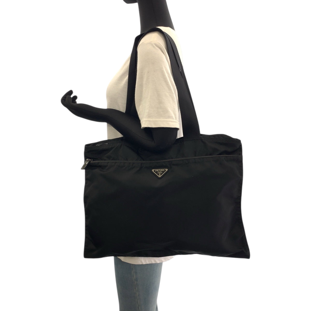 18085
PRADA プラダ テスート 三角ロゴプレート ブラック 黒 シルバー金具 ナイロン トートバッグ ハンドバッグ  レディース ABP39