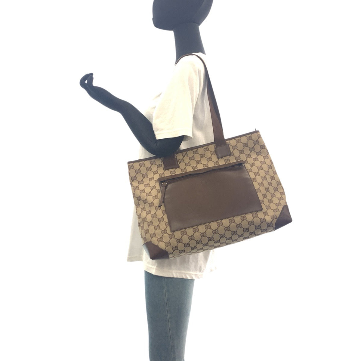 18087
GUCCI グッチ ベージュ ブラウン GGキャンバス / レザー 34339 トートバッグ ショルダーバッグ  レディース ABP40