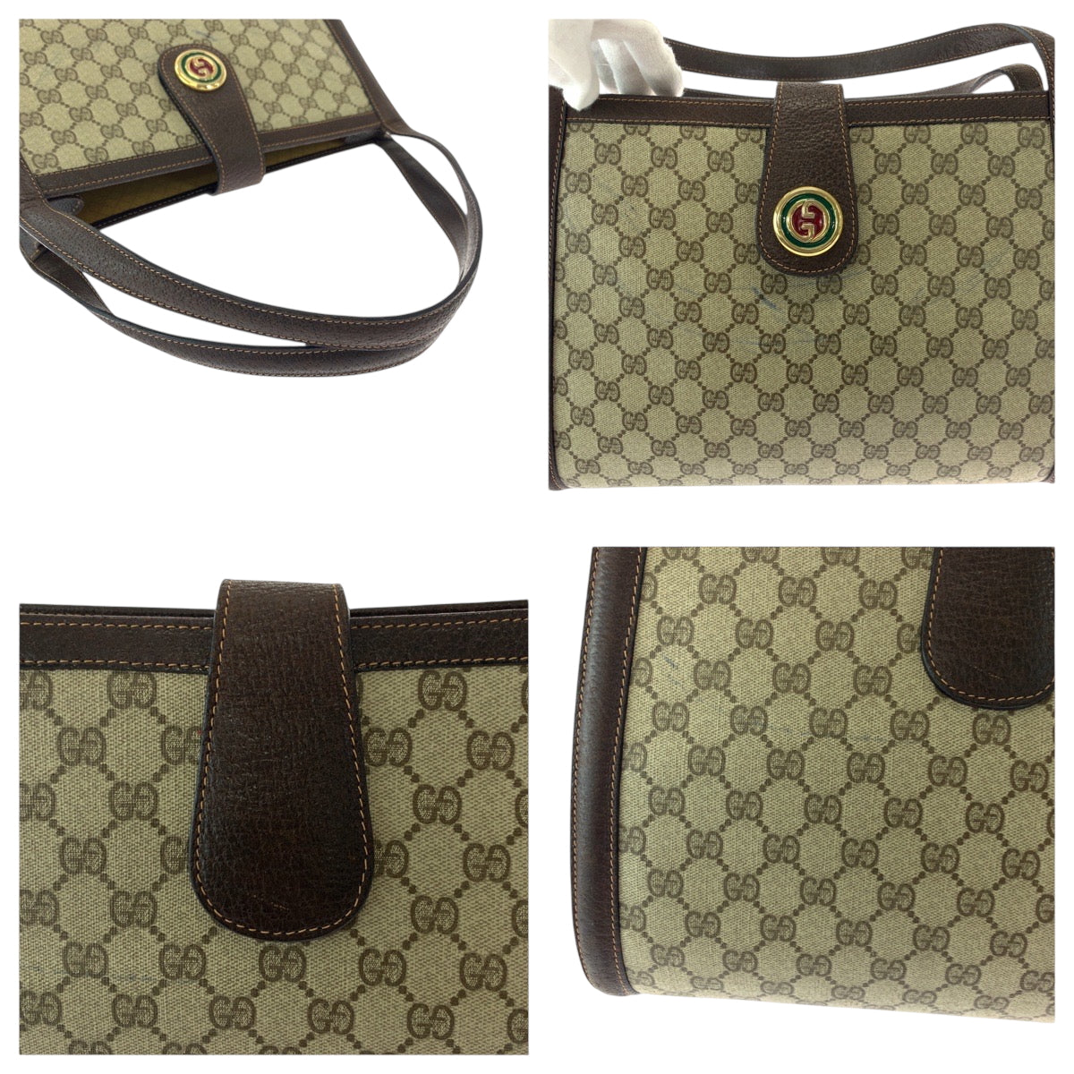 18091
GUCCI グッチ オールドグッチ ベージュ ブラウン ゴールド金具 GGスプリームキャンバス ショルダーバッグ 肩掛け  レディース ABP40