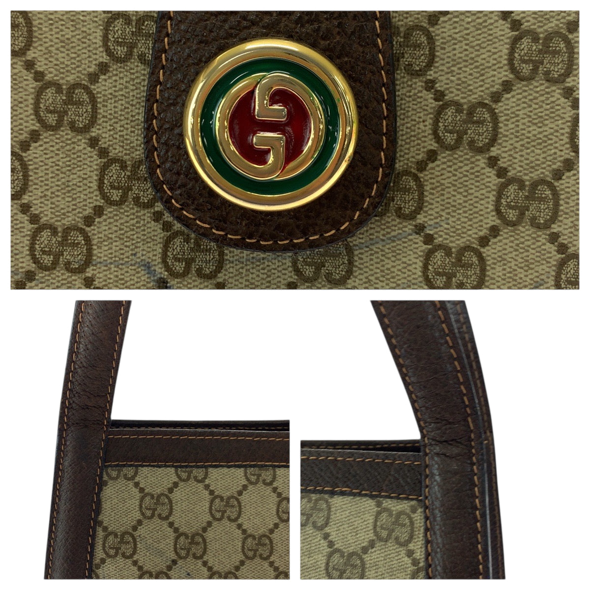 18091
GUCCI グッチ オールドグッチ ベージュ ブラウン ゴールド金具 GGスプリームキャンバス ショルダーバッグ 肩掛け  レディース ABP40
